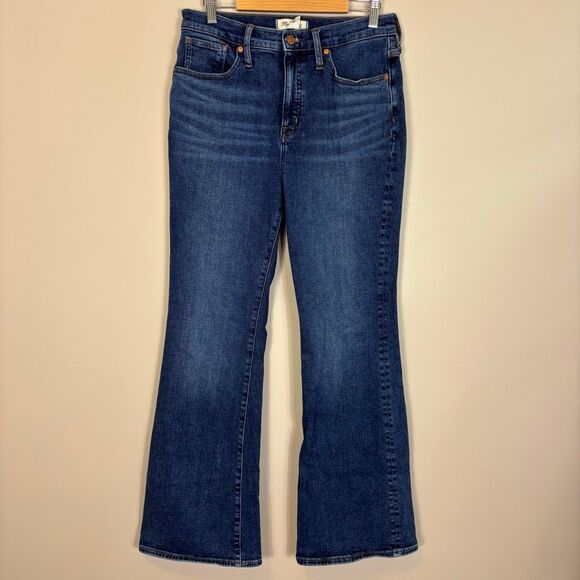 Madewell High Rise Dark Wash Skinny Flare Jeans Size 30 - Picture 1 of 9
